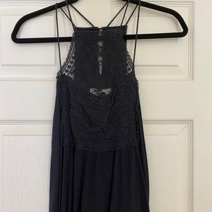 Black floral embroidered Tank Top
